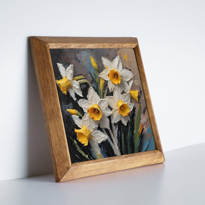 Golden Daffodil Natural Stone Wall Art