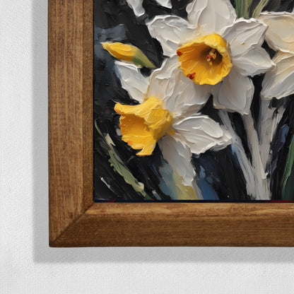 Golden Daffodil Natural Stone Wall Art