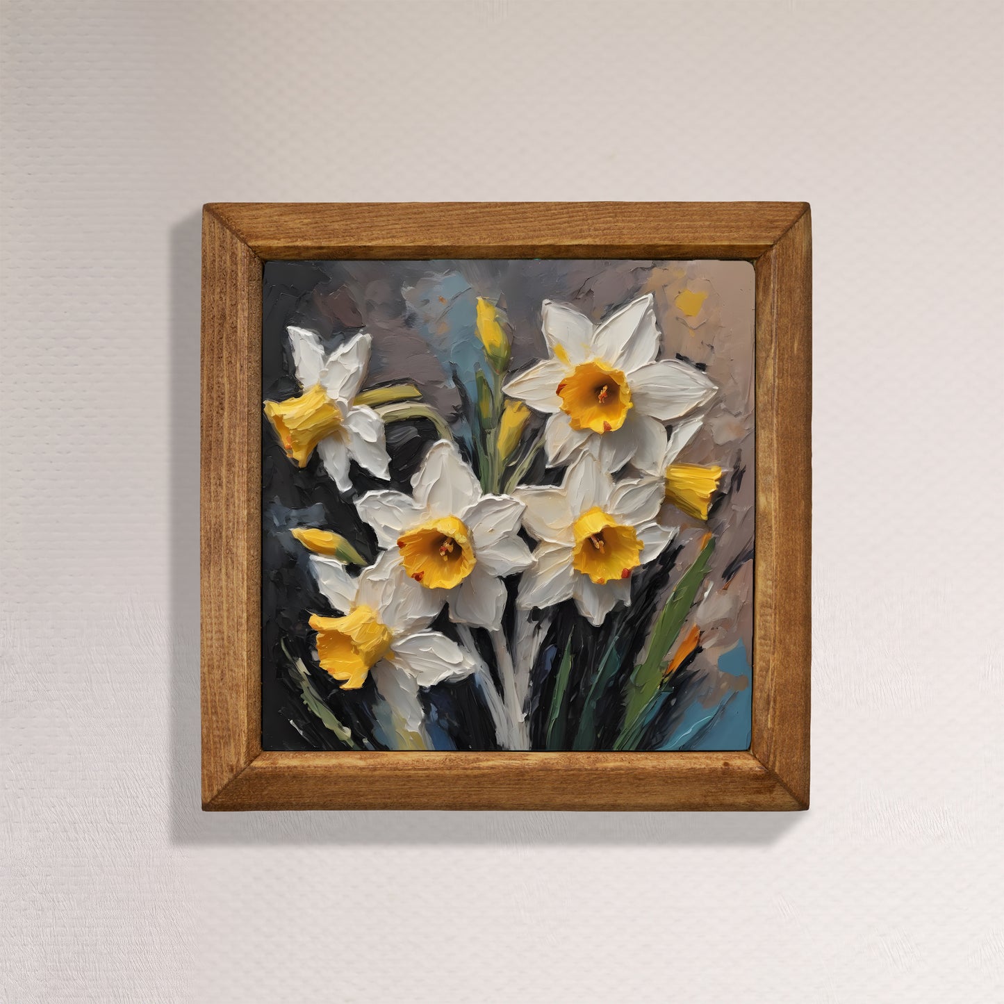 Golden Daffodil Natural Stone Wall Art