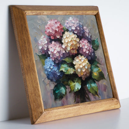 Pastel Hydrangea Stone Wall Art