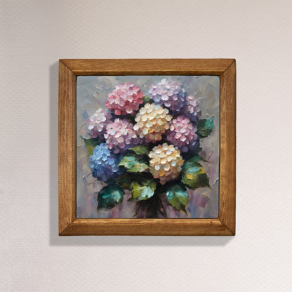 Pastel Hydrangea Natural Stone Wall Art in Bloom
