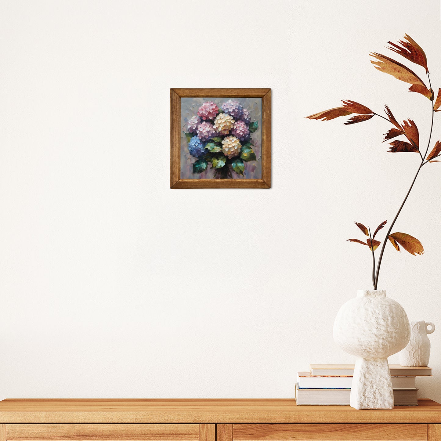 Pastel Hydrangea Natural Stone Wall Art in Bloom