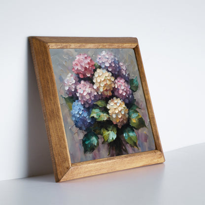 Pastel Hydrangea Natural Stone Wall Art in Bloom