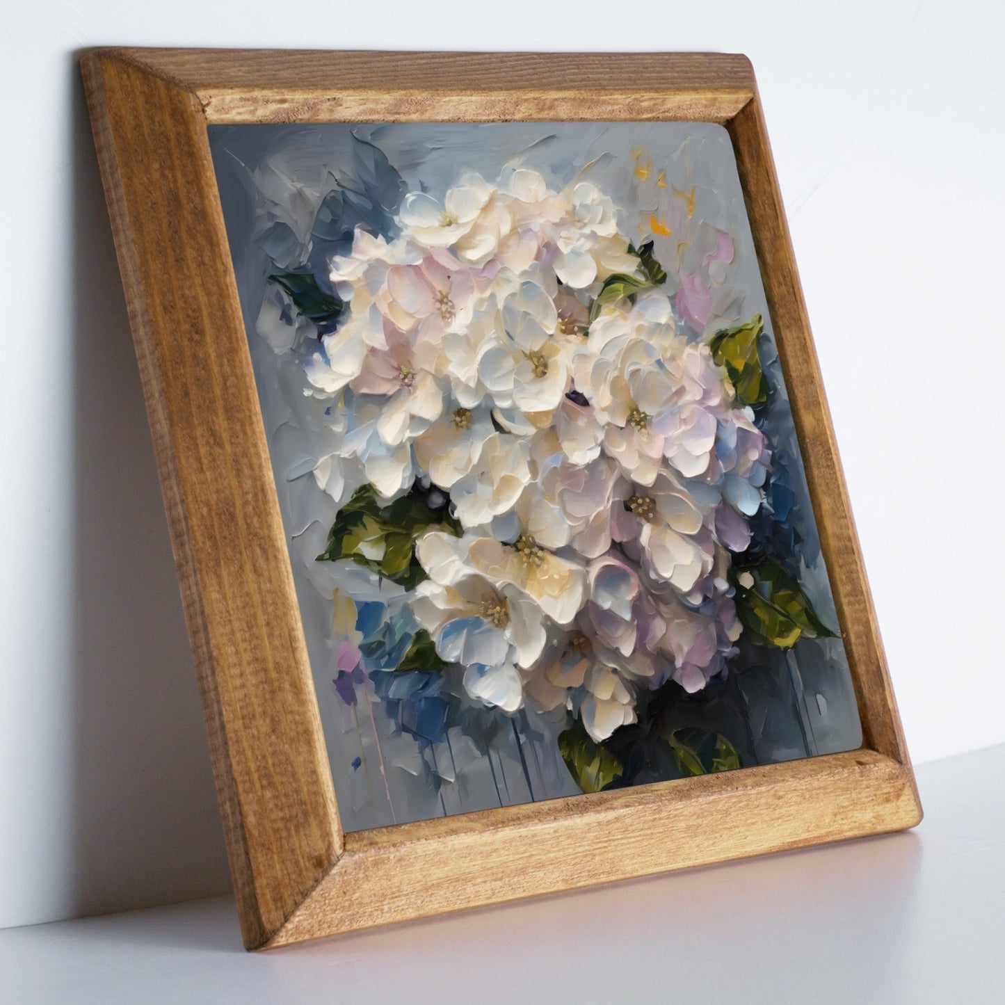 Ivory White Hydrangea Stone Wall Art