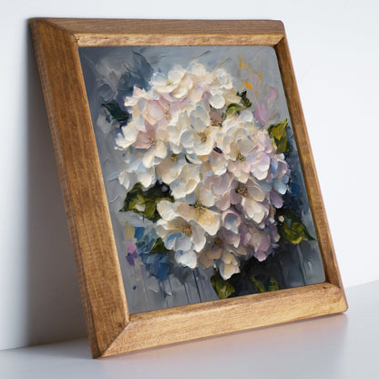 Ivory White Hydrangea Stone Wall Art