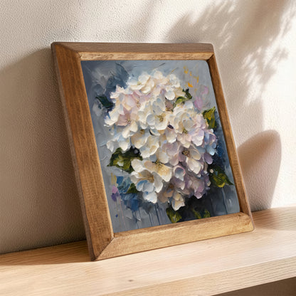Ivory White Hydrangea Natural Stone Wall Art