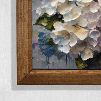 Ivory White Hydrangea Natural Stone Wall Art