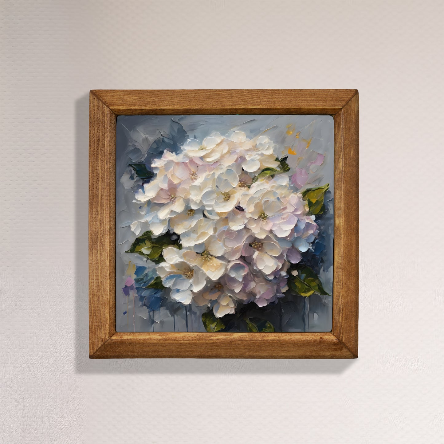 Ivory White Hydrangea Natural Stone Wall Art