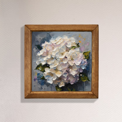 Ivory White Hydrangea Natural Stone Wall Art