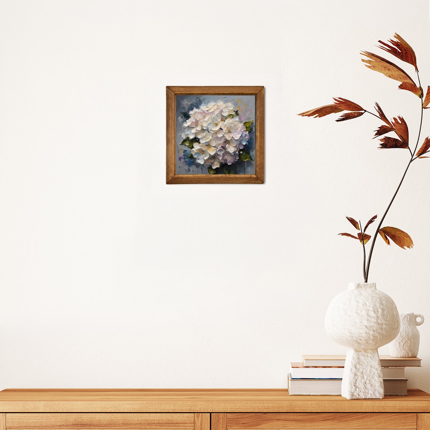 Ivory White Hydrangea Natural Stone Wall Art