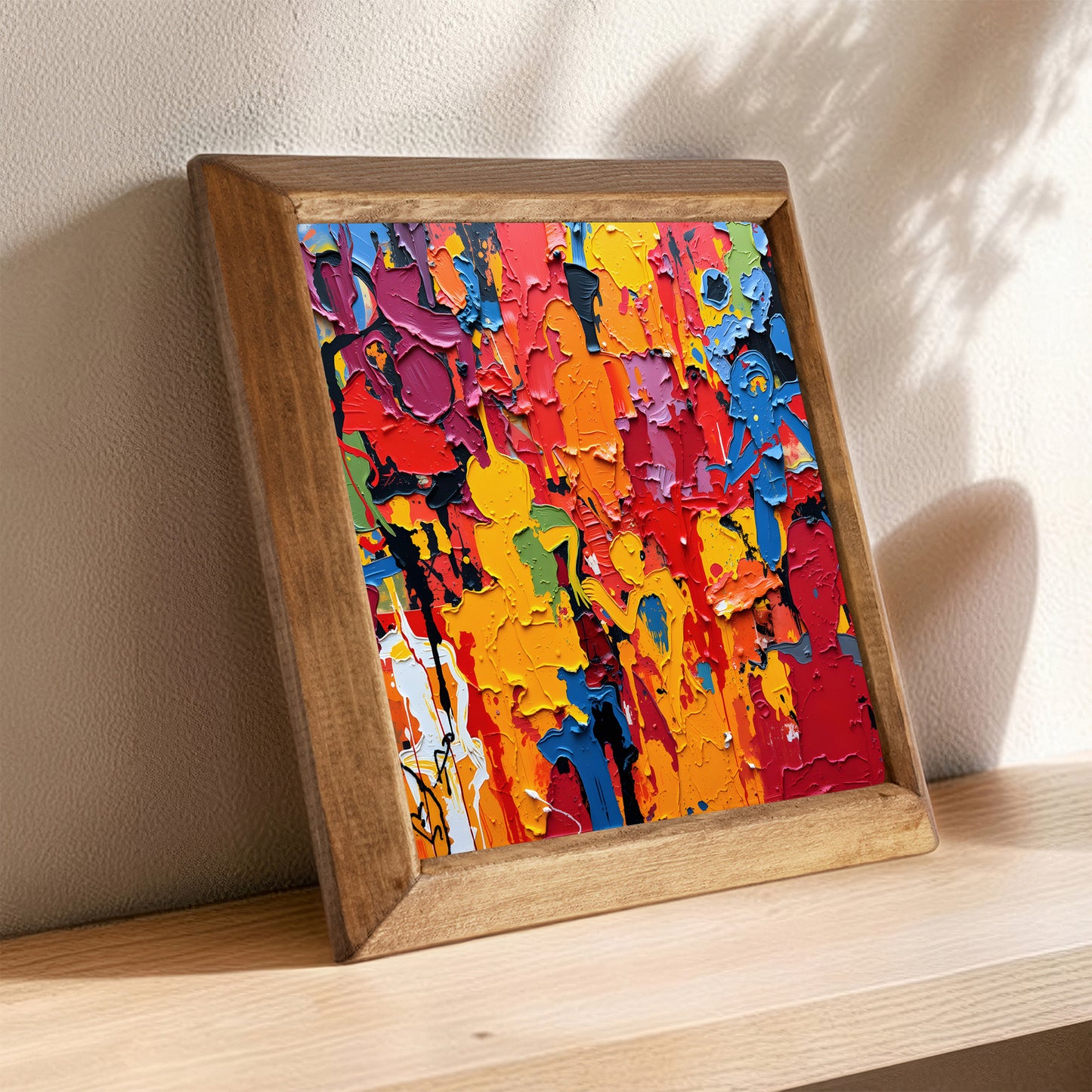 Colourful Abstract Figures Natural Stone Wall Art