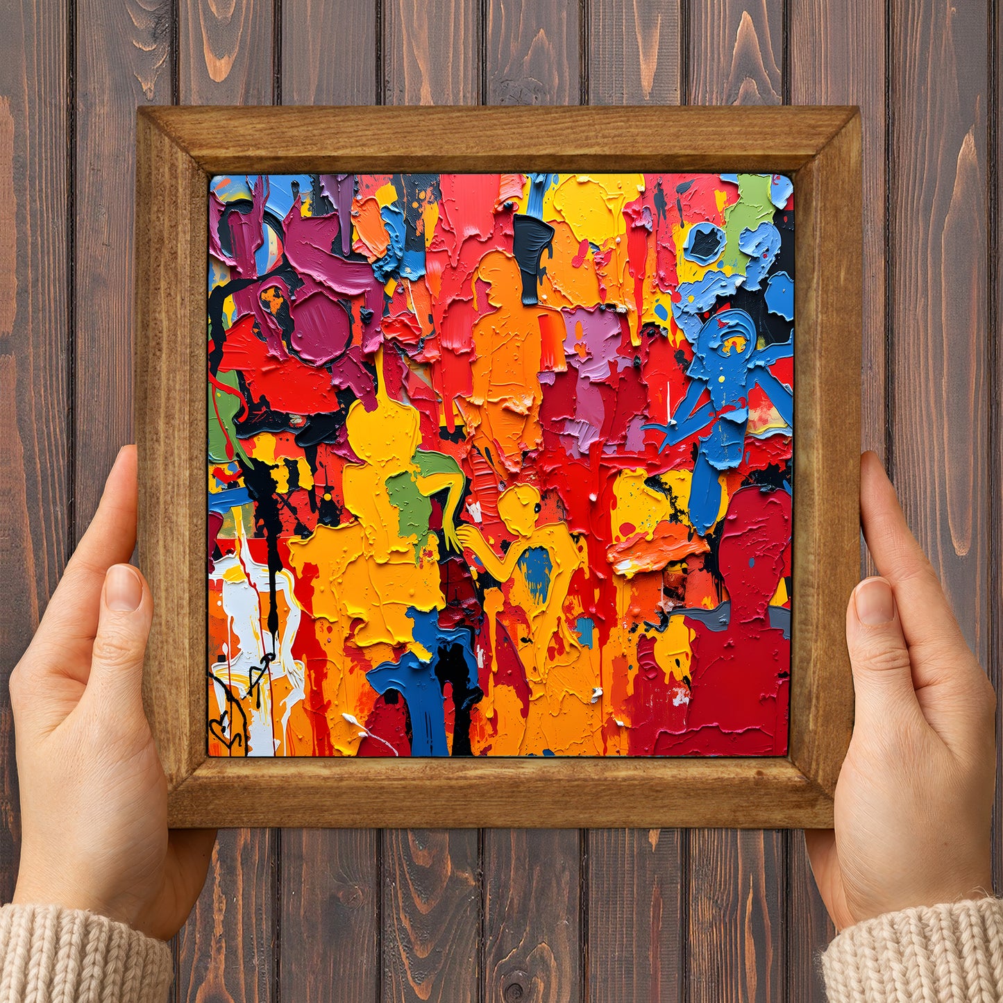Colourful Abstract Figures Natural Stone Wall Art