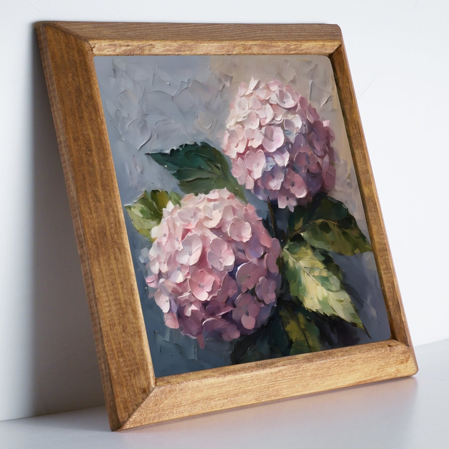 Soft Blush Hydrangea Stone Wall Art