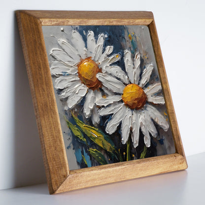 White Two Daisy Stone Wall Art