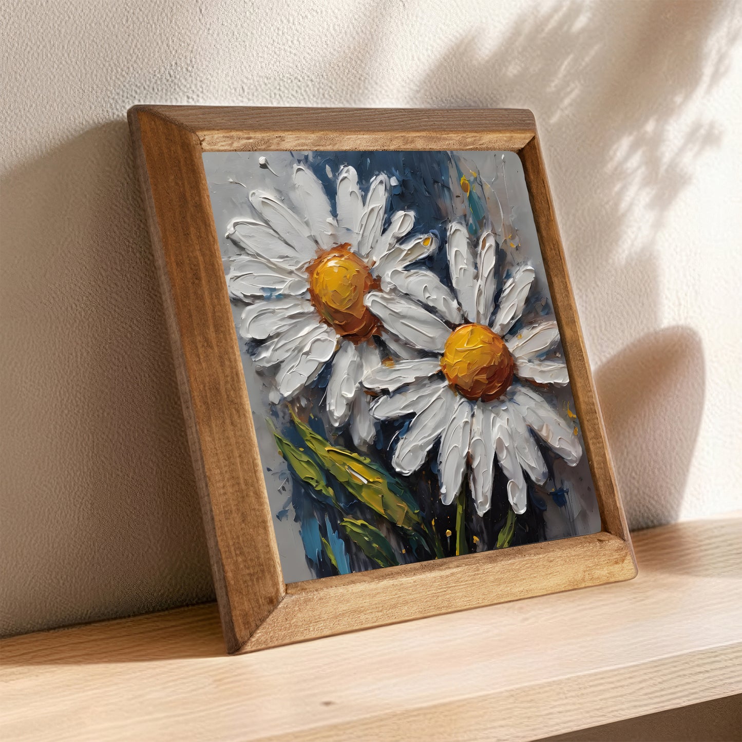 White Daisy Duo Natural Stone Wall Art
