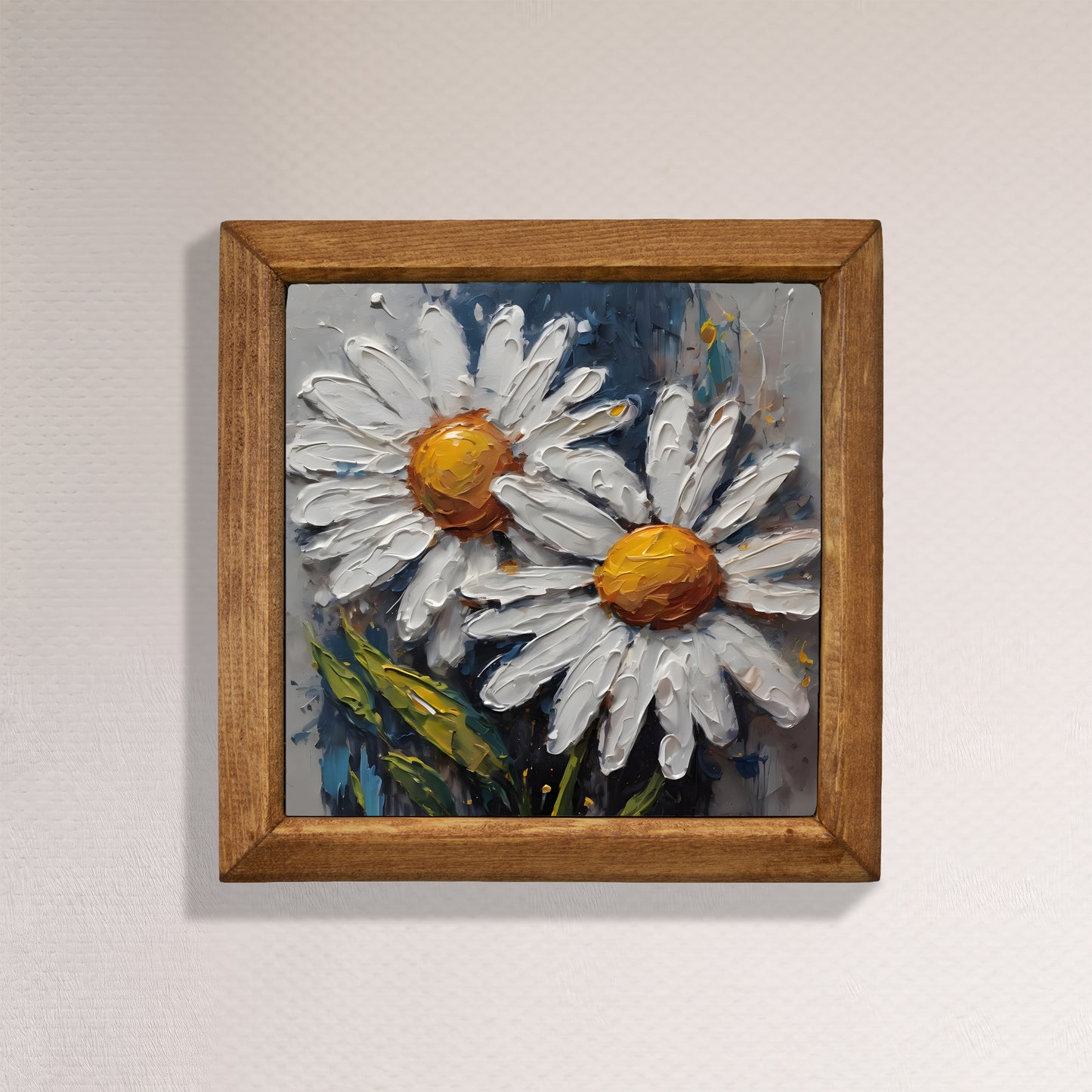 White Daisy Duo Natural Stone Wall Art
