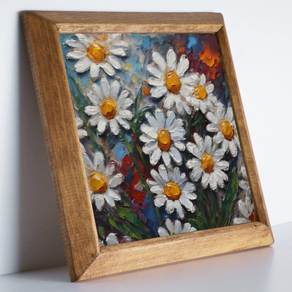 Sunlit Daisy Garden Stone Wall Art