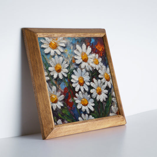 Sunlit Daisy Garden Natural Stone Wall Art
