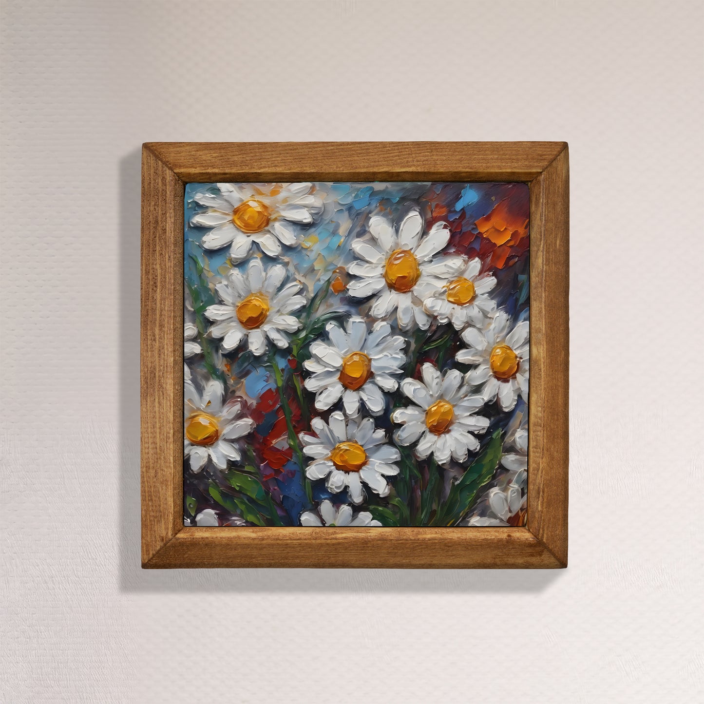 Sunlit Daisy Garden Natural Stone Wall Art