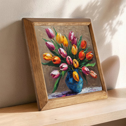 Tulip Bouquet Natural Stone Wall Art