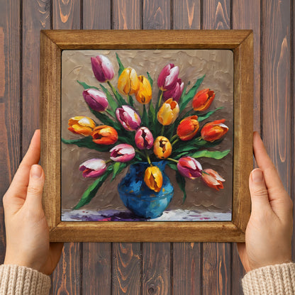 Radiant Tulip Bloom Trio Stone Wall Art Set