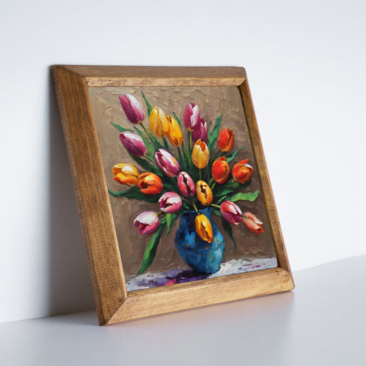 Tulip Bouquet Natural Stone Wall Art