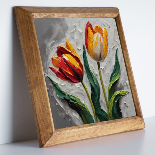 Duo Tulip Natural Stone Wall Art