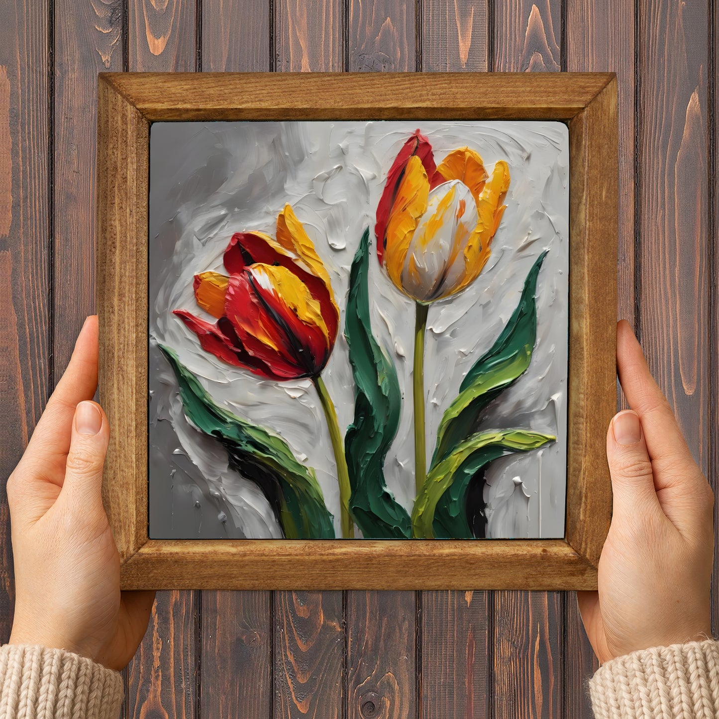 Radiant Tulip Bloom Trio Stone Wall Art Set