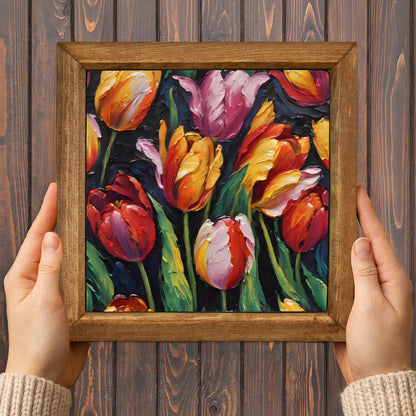 Radiant Tulip Bloom Trio Stone Wall Art Set