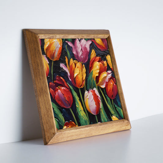 Tulip Garden Natural Stone Wall Art