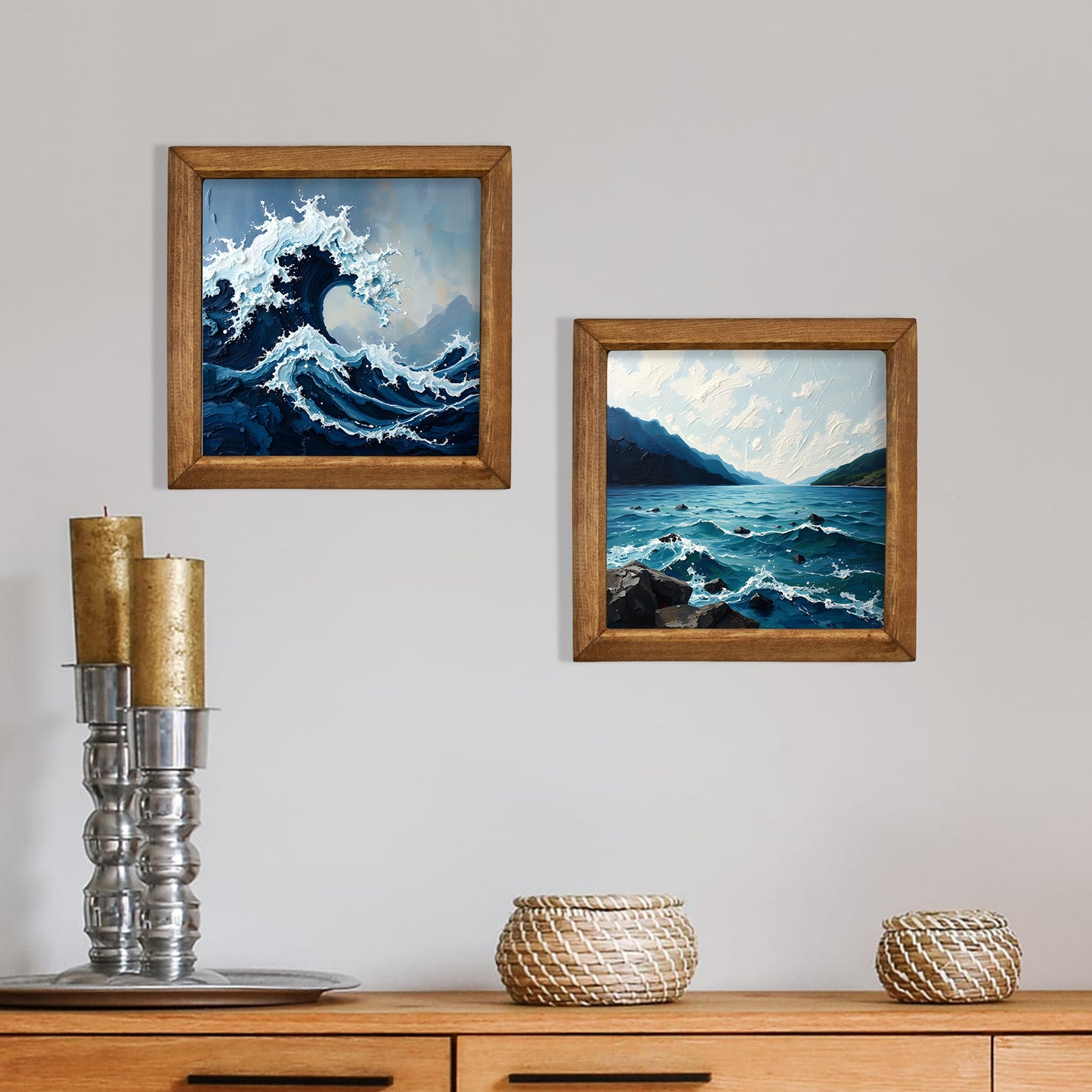 Ocean Horizon Duo Stone Wall Art Set