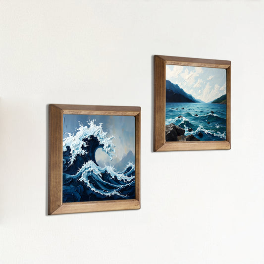 Ocean Horizon Duo Natural Stone Wall Art