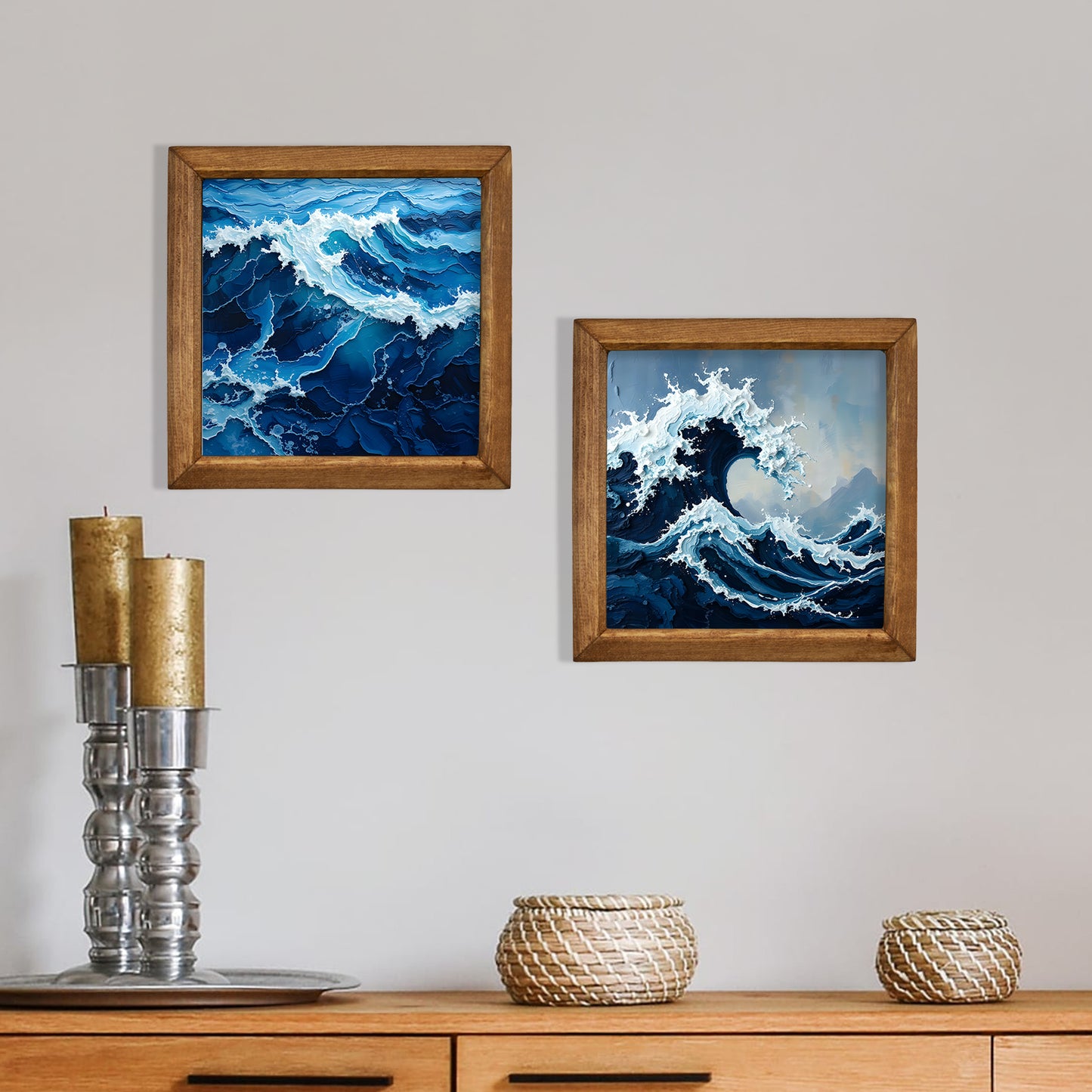 Ocean Wave Duo Stone Wall Art Set
