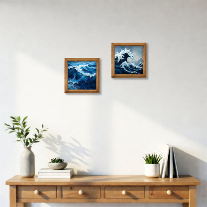 Ocean Wave Duo Natural Stone Wall Art