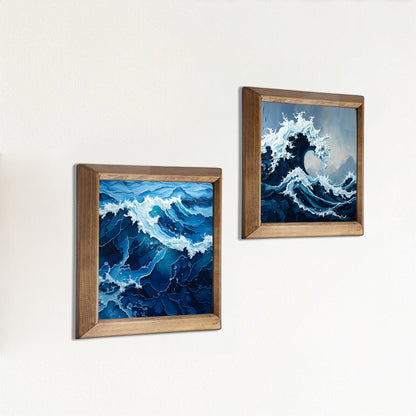 Ocean Wave Duo Natural Stone Wall Art