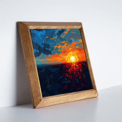 Golden Sunset Bundle | 2 Natural Stone Wall Arts + 1 Beeswax Candle Set