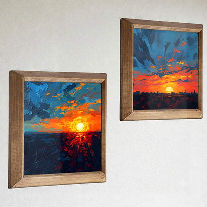 Sunset Horizon Duo Stone Wall Art Set
