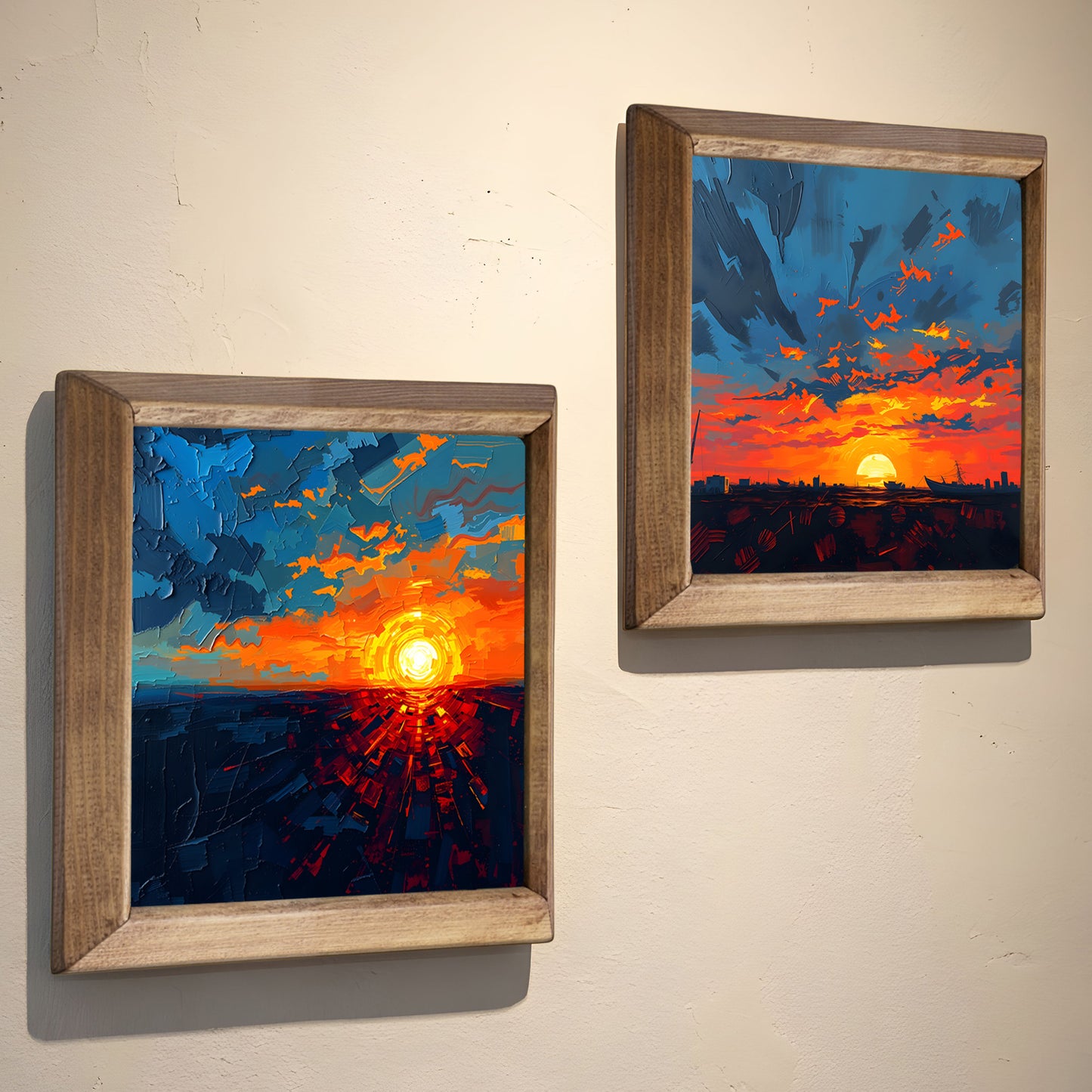 Sunset Horizon Duo Stone Wall Art Set