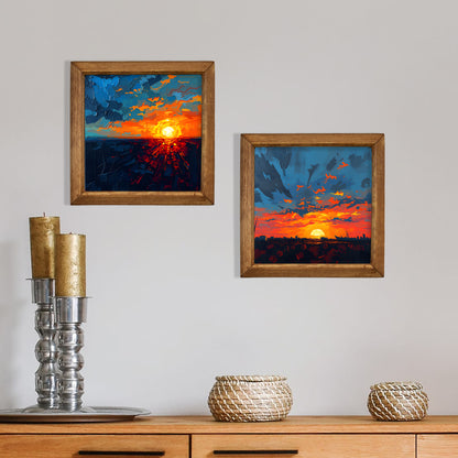 Sunset Horizon Duo Natural Stone Wall Art