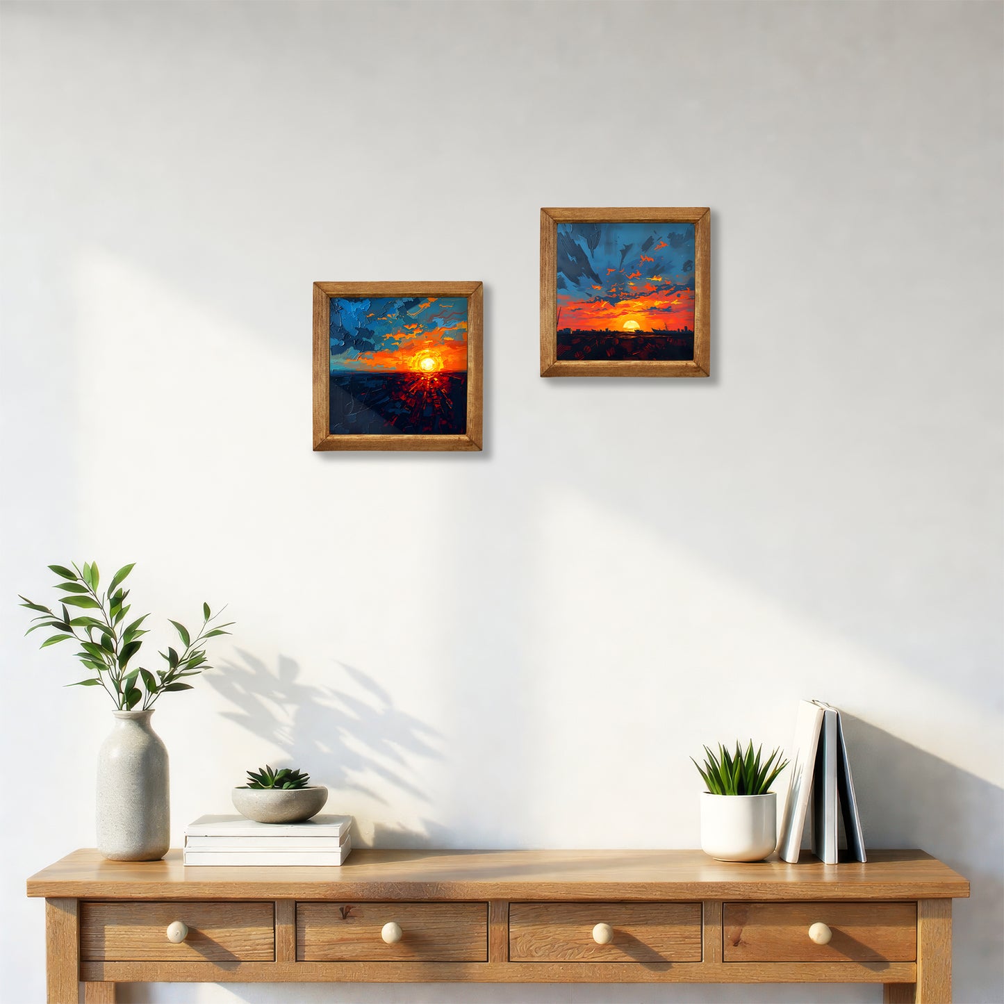Sunset Horizon Duo Natural Stone Wall Art