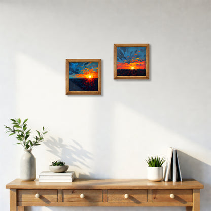 Sunset Horizon Duo Natural Stone Wall Art