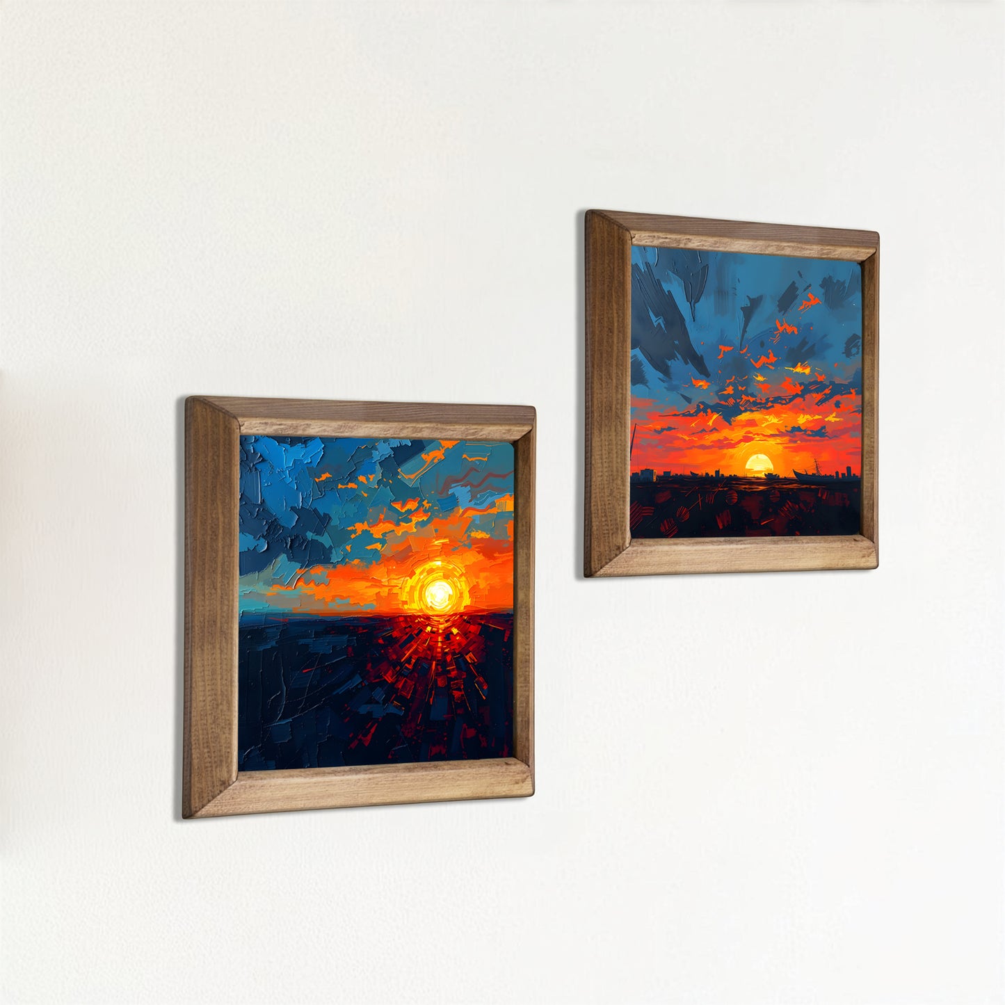 Sunset Horizon Duo Natural Stone Wall Art