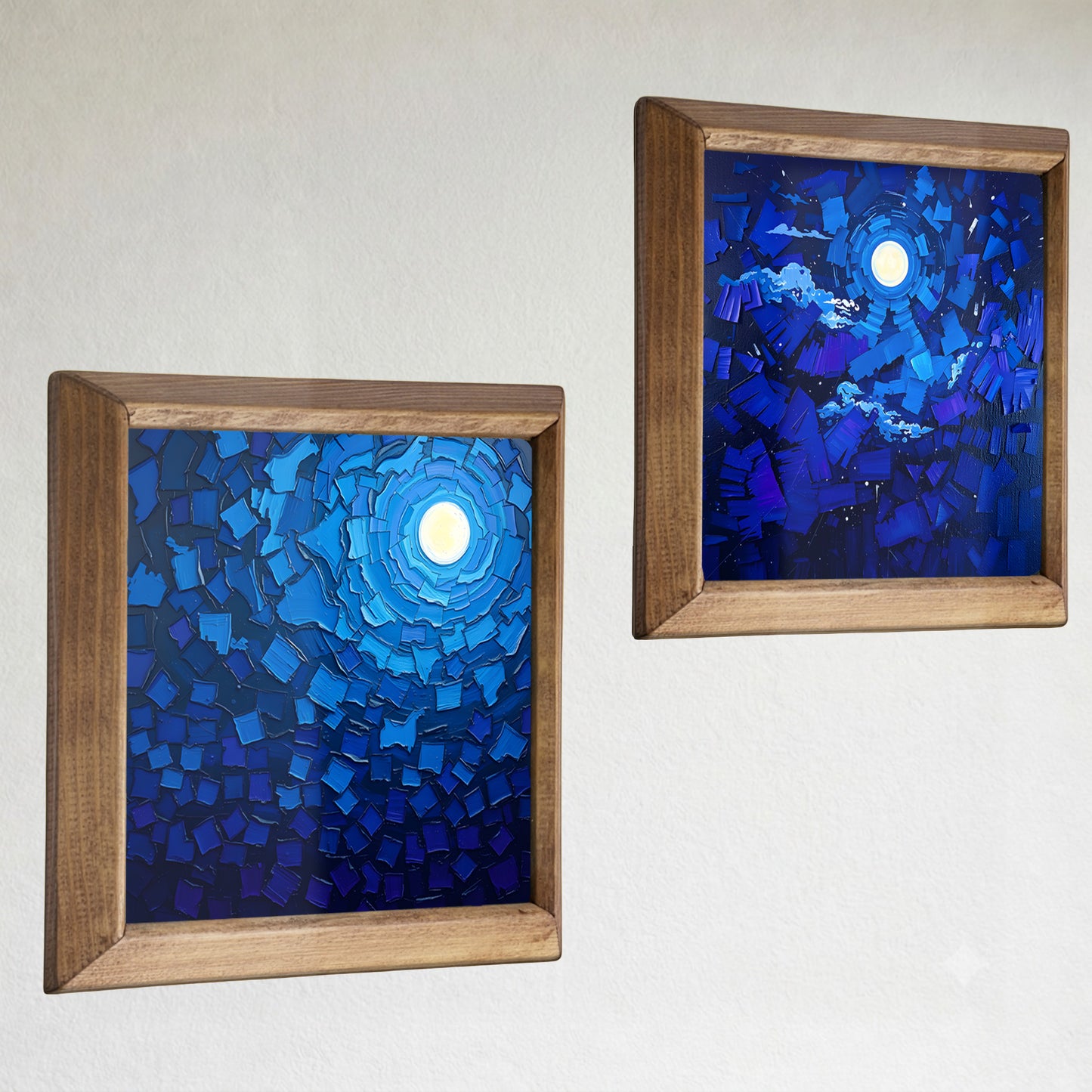 Moonlit Blue Duo Stone Wall Art Set