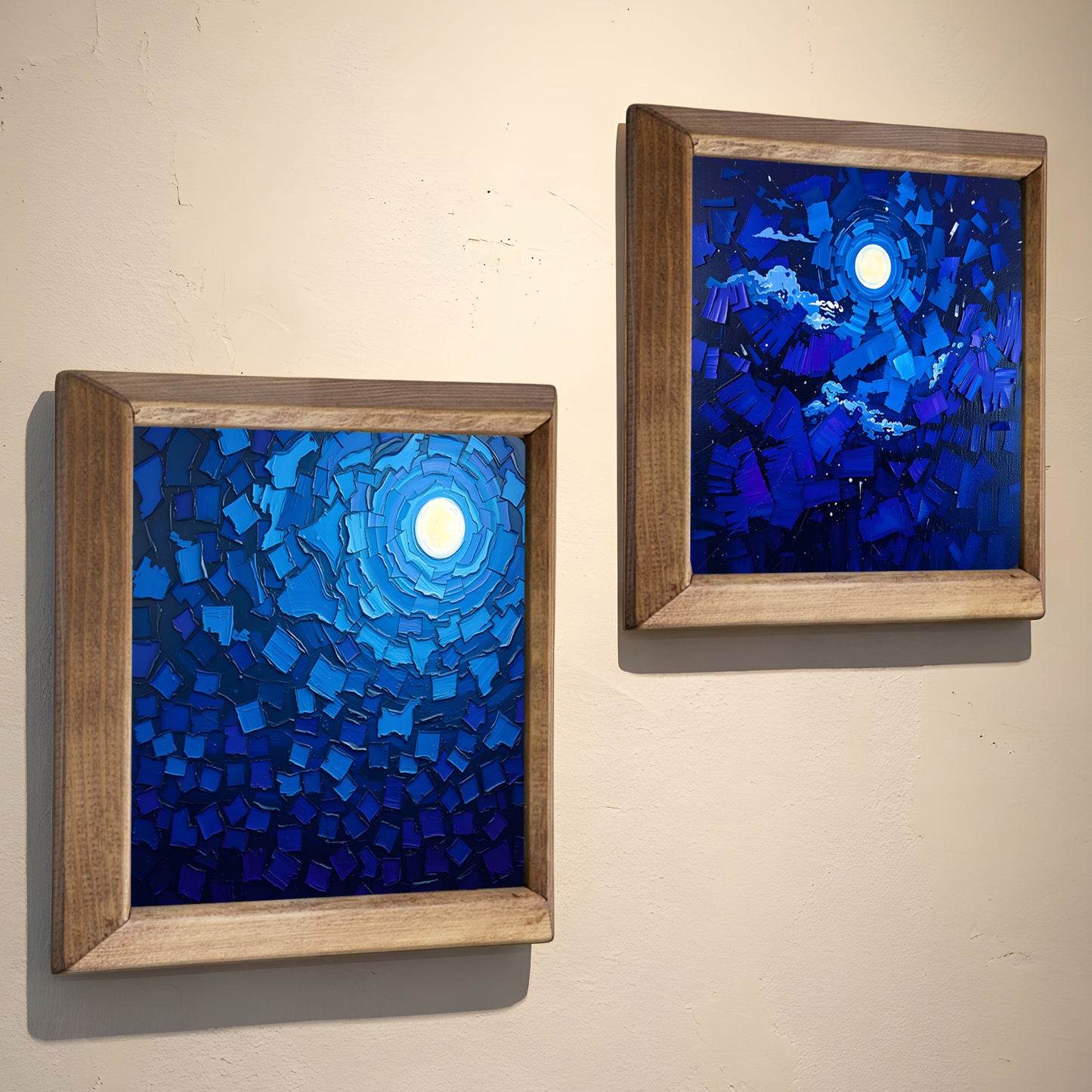 Moonlit Blue Duo Stone Wall Art Set