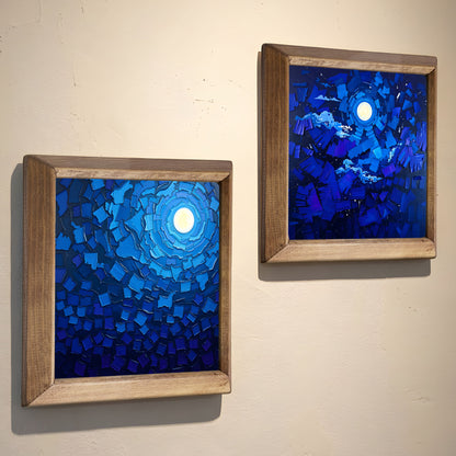 Moonlit Blue Duo Stone Wall Art Set