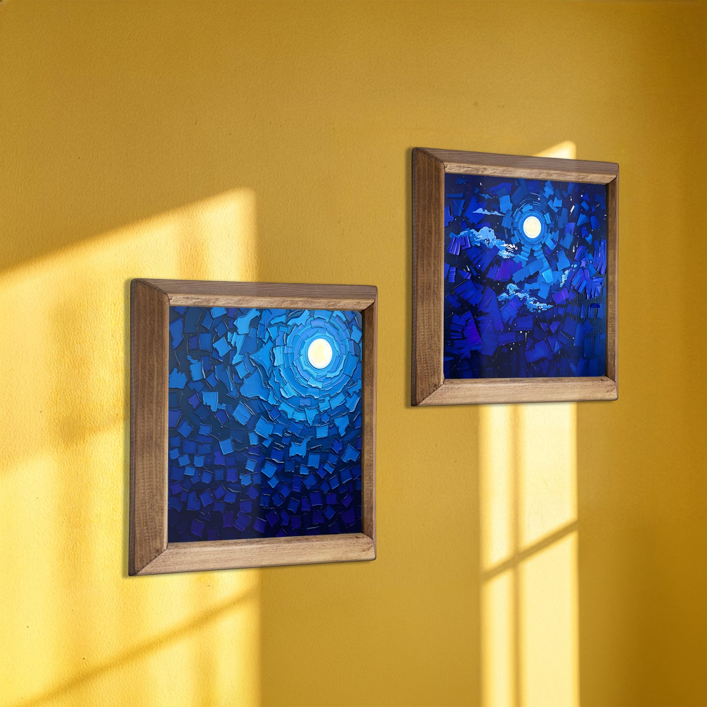 Moonlit Blue Duo Natural Stone Wall Art