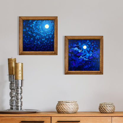 Moonlit Blue Duo Natural Stone Wall Art