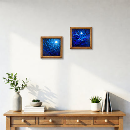 Moonlit Blue Duo Natural Stone Wall Art