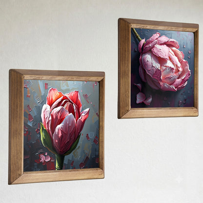 Peony Blossom Duo Stone Wall Art Set
