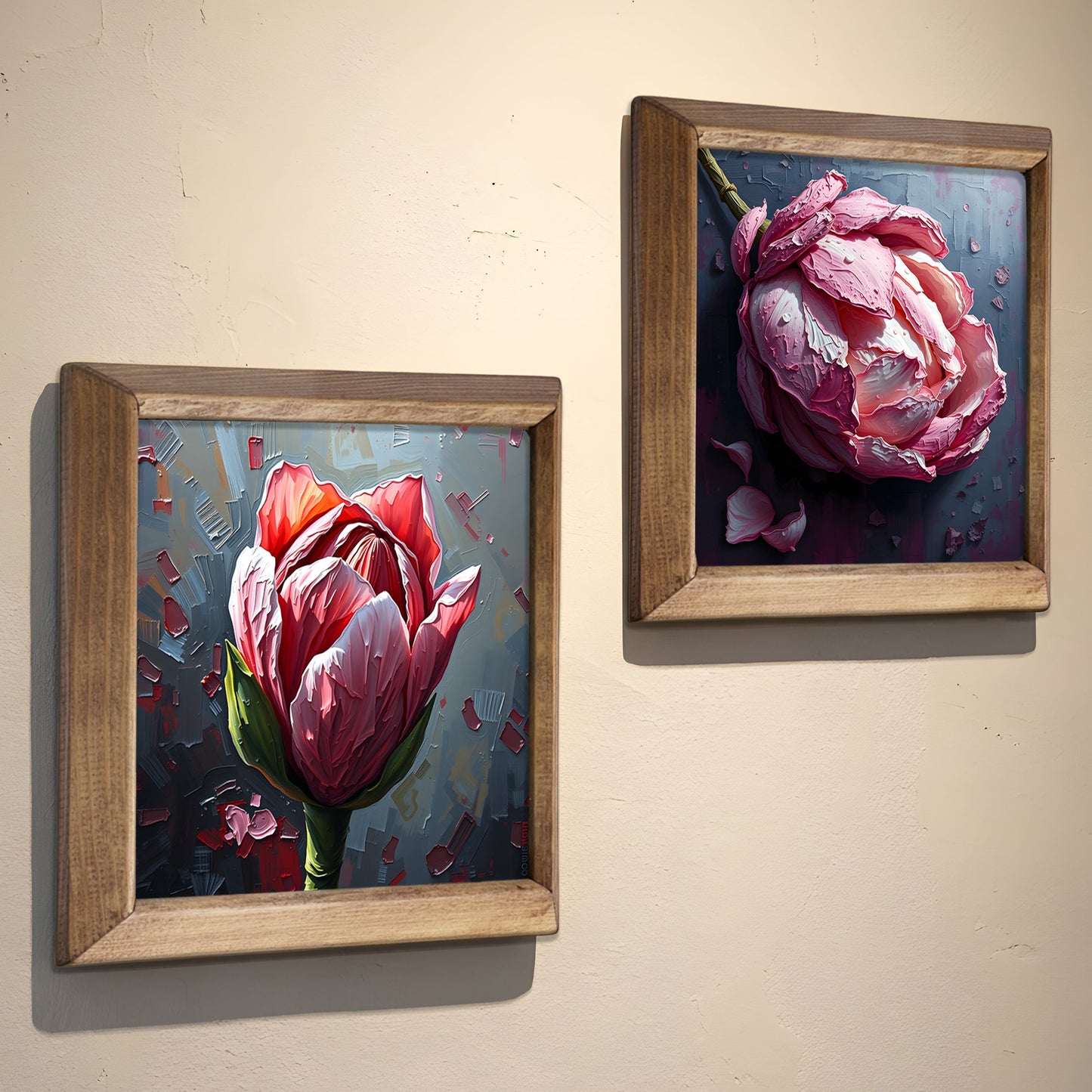 Peony Blossom Duo Stone Wall Art Set
